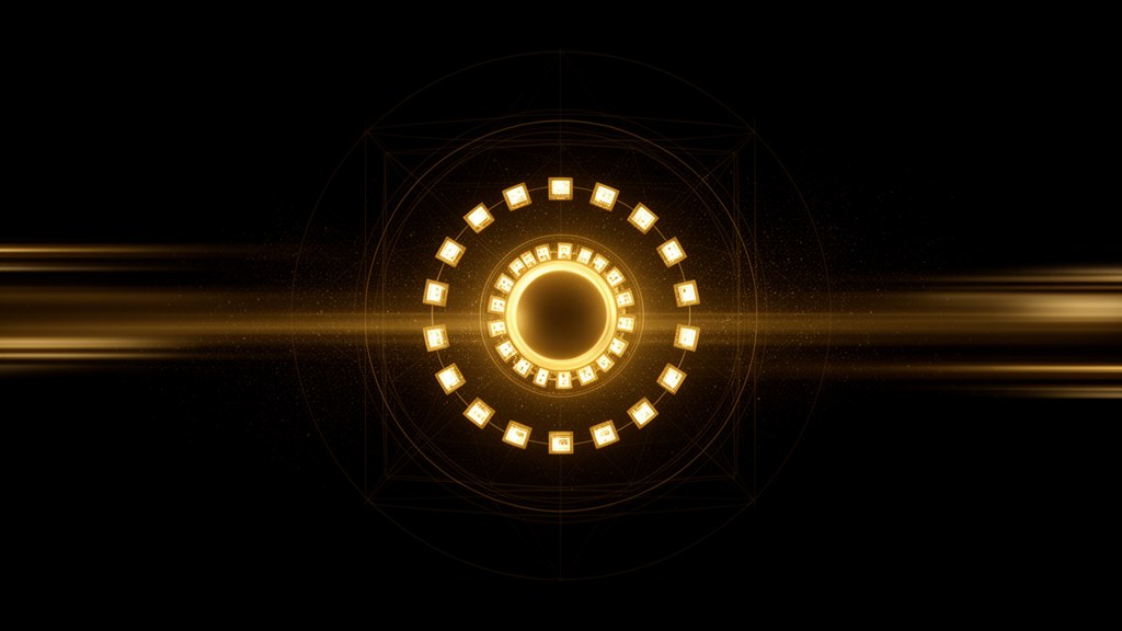 Editorial illustration: a bright gold hub ringed by many identical small panels on a dark background, representing an agency running many client sites from one place.